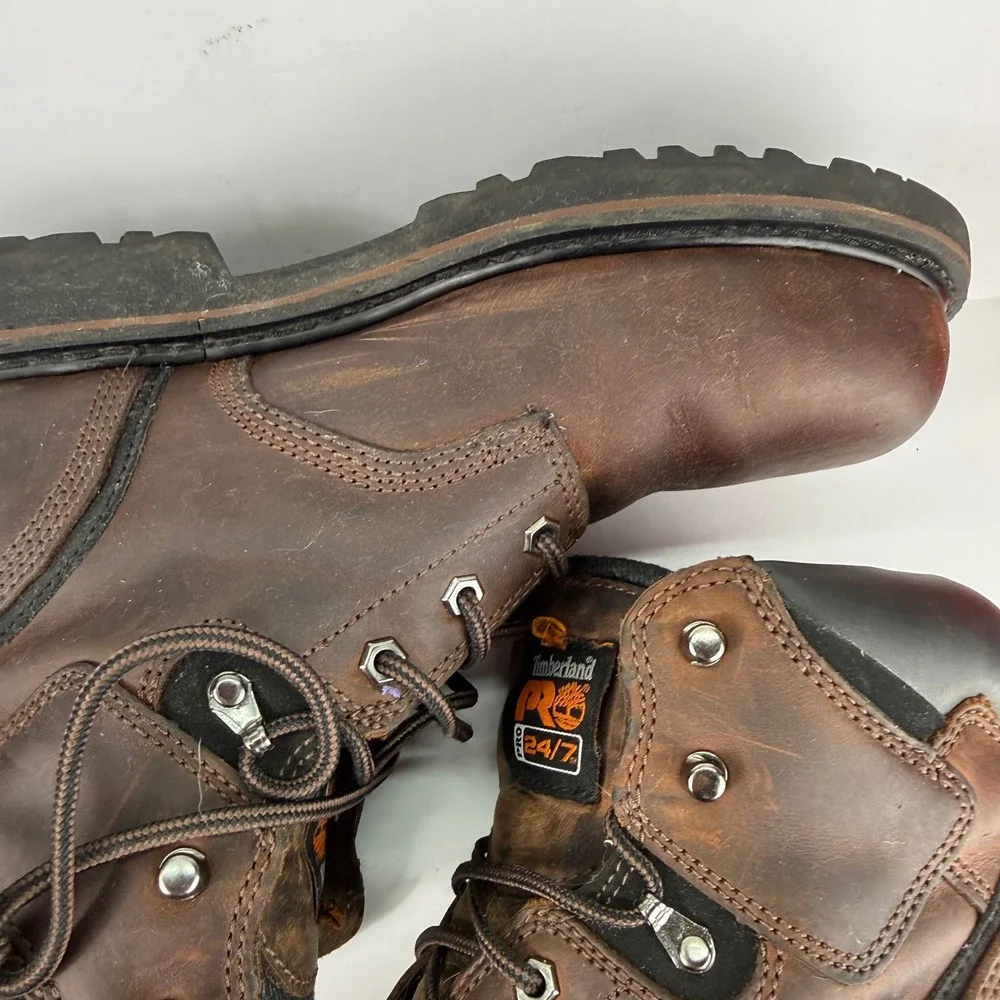 Timberland‎ PRO Work Boots Mens 11.5M Brown Steel Toe Leather Resistor A6801